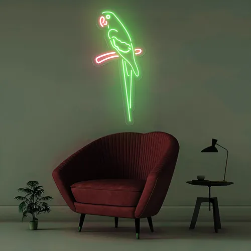 Green Parrot Vertical Neon Sign - Custom Flying Discs