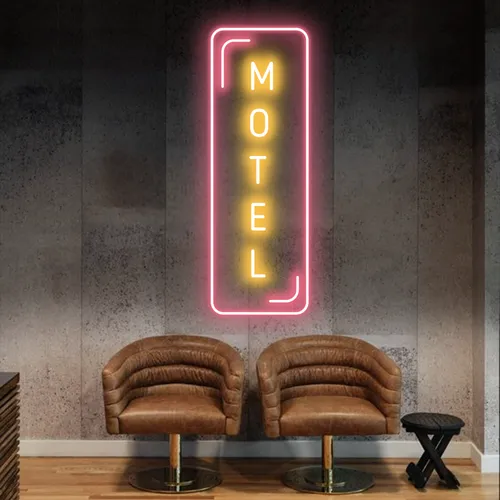 Motel Vertical Neon Sign - Custom Flying Discs