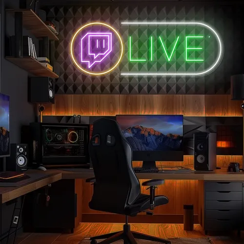 Twitch Live Streaming Neon Sign - Custom Flying Discs