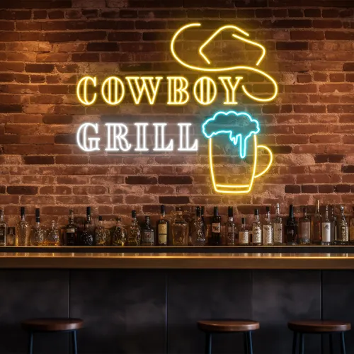 Cowboy Grill Neon Sign - Custom Flying Discs