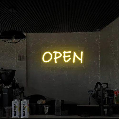 Open Neon Sign (small handwritten style) - Custom Flying Discs