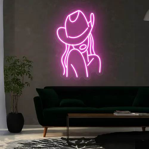 Mini Cowgirl Neon Sign - Custom Flying Discs