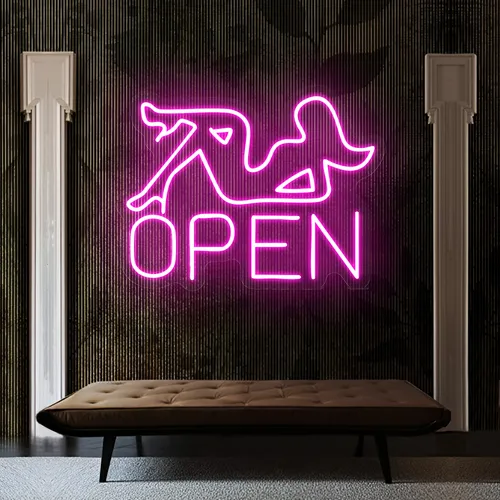 Open With Pin-Up Neon Sign - Custom Flying Discs