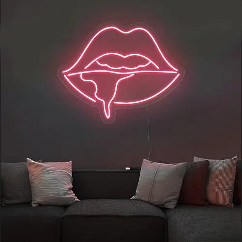 Dripping Lips Neon Sign - Custom Flying Discs