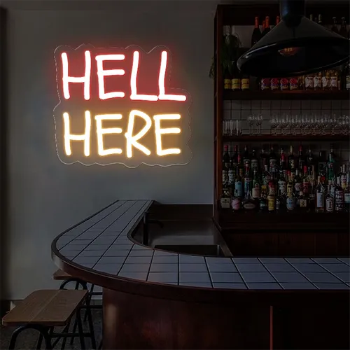 Hell Here Neon Signs - Custom Flying Discs