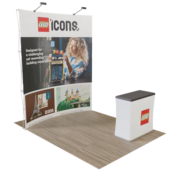 Custom Curved Pop Up Trade Show Display Stand 8' x 8' - Custom Flying Discs