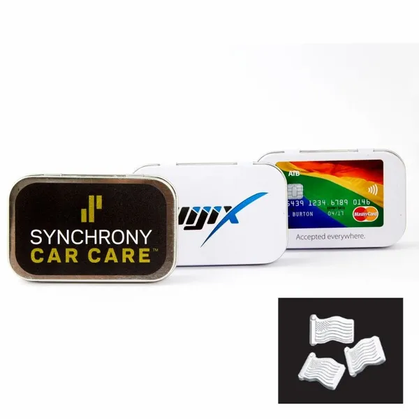 Rectangular Tin with American Flag Shaped Mints - Custom Flying Discs