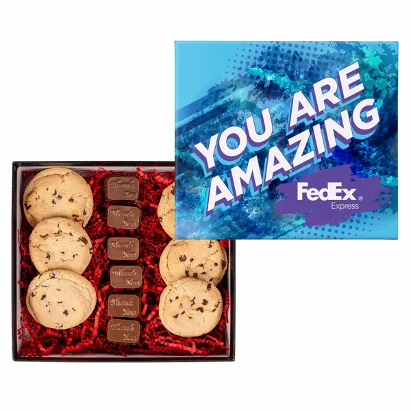 Chocolate Chip Cookies and Molded Chocolates in Gift Box - Custom Flying Discs