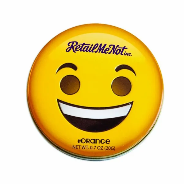 Smiley Face Emojy Tin with Orange Mints - Custom Flying Discs