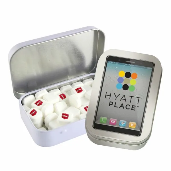 Rectangular Tin with Imprinted Square Mints - Custom Flying Discs