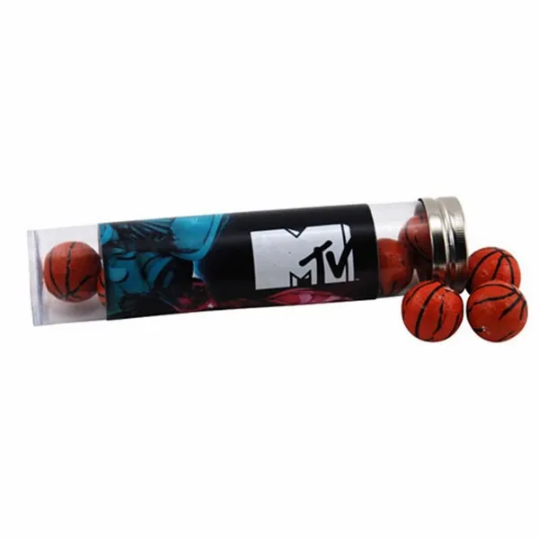 Tube with Chocolate Basketballs 6" tube - Custom Flying Discs