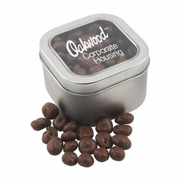 Window Tin with Chocolate Raisins - Custom Flying Discs