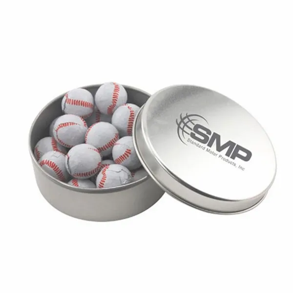 Round Tin with Chocolate Baseballs - SBF3000 - Custom Flying Discs