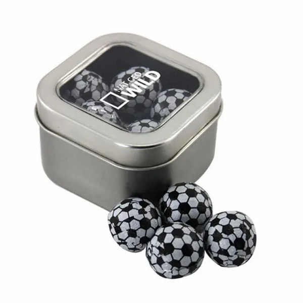 Window Tin with Chocolate Soccer Balls - SBF2500 - Custom Flying Discs