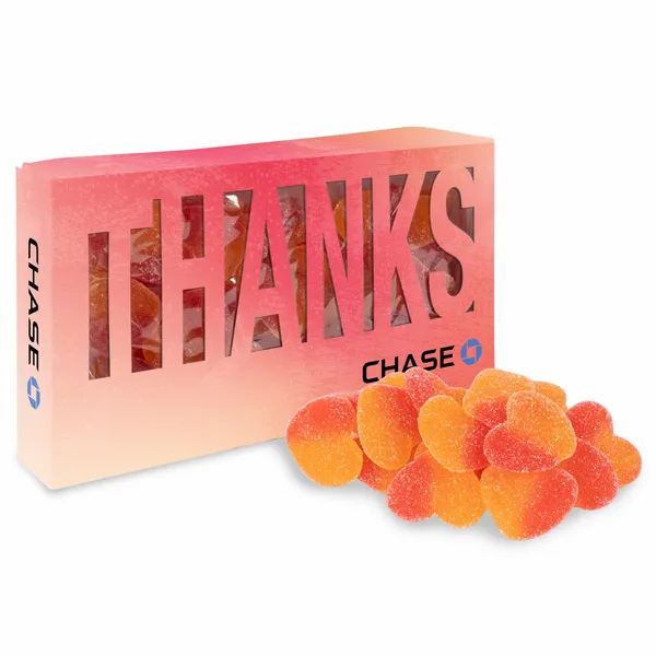 Thanks Die Cut Box with Sour Peachy Hearts - Custom Flying Discs