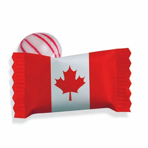 Individual Canadian Peppermint Stock Wrapped Candy - Custom Flying Discs