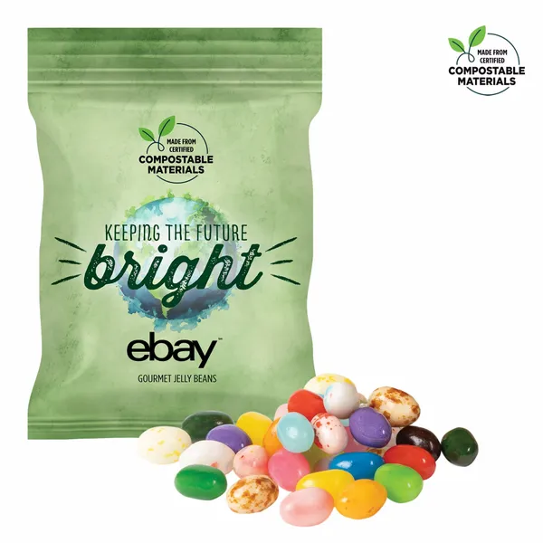 2oz. ECO-Digibag, Compostable & Full Color, Gourmet Jelly Beans - Custom Flying Discs
