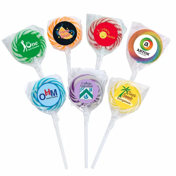 Swirl Lollipop with Round Label - Custom Flying Discs