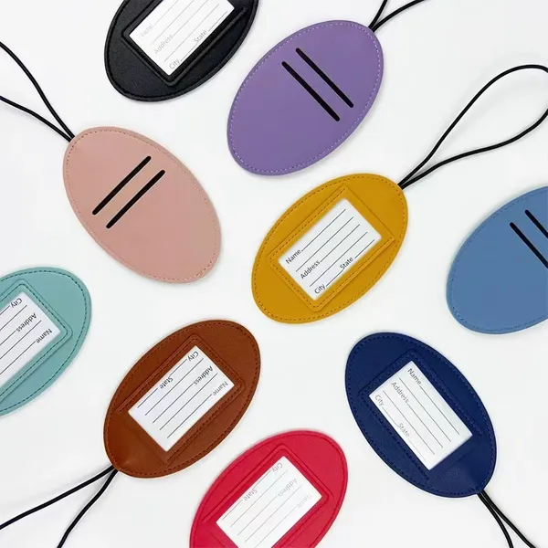 Oval Leather Luggage Tag
