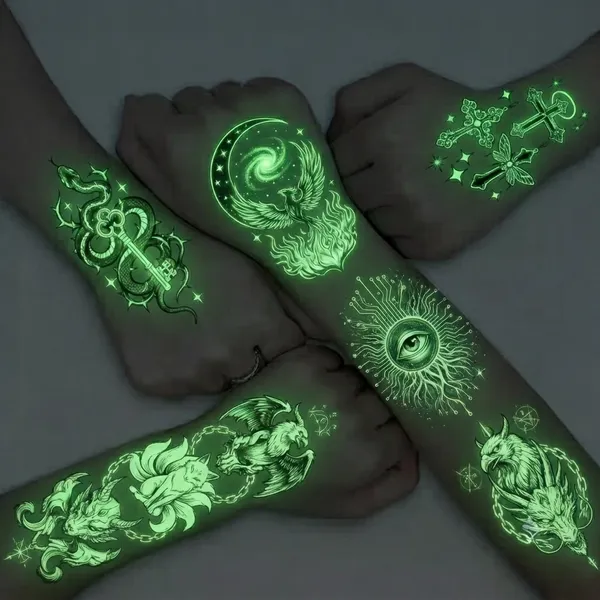 Glow Tattoos with Colorful Imprint - Custom Flying Discs