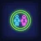 Boy & Girl Silhouettes Circle Neon Sign - Custom Flying Discs