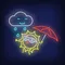 Cartoon Sun With Umbrella Rain Neon Sign - Custom Flying Discs