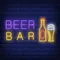 Beer & Bar with Bottle & Glass Neon - Custom Flying Discs