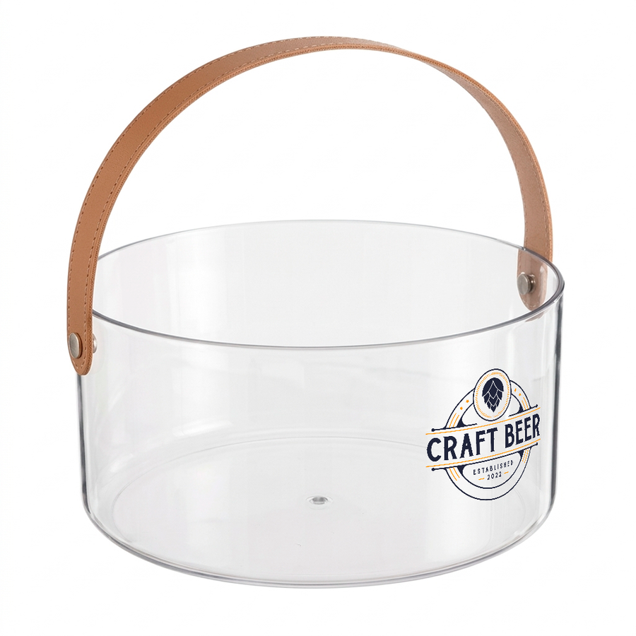 Leather-Strap Clear Drink Buckets - Custom Flying Discs