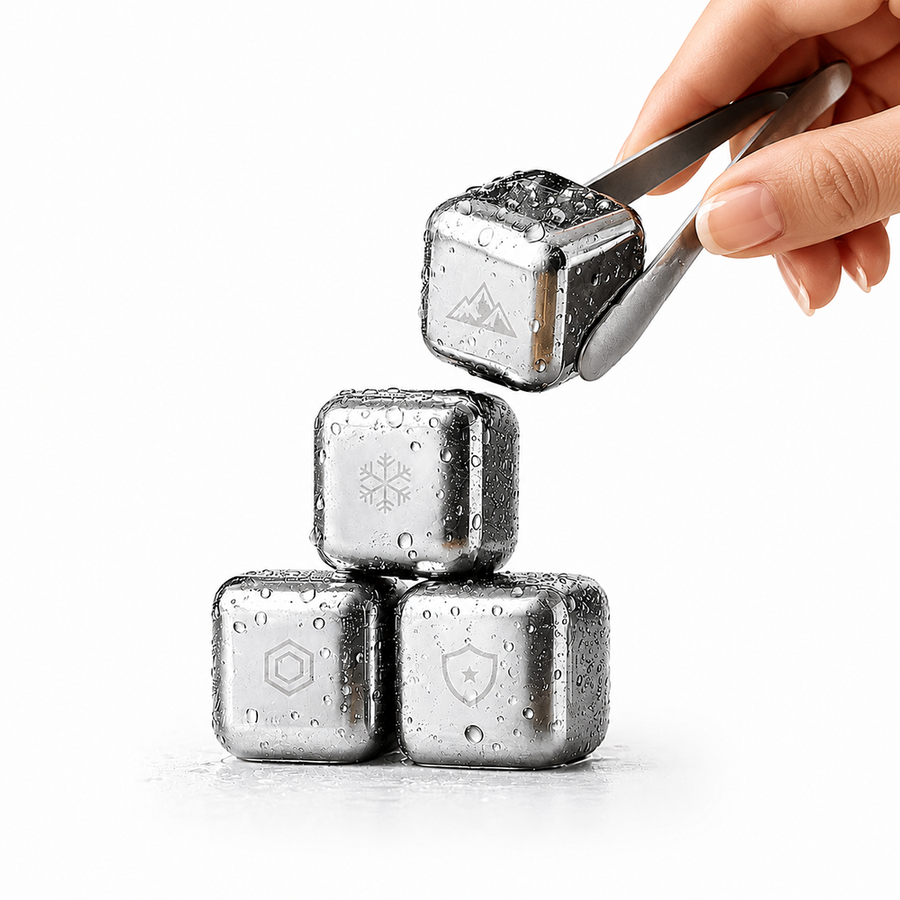 Silver Stainless Steel Ice Cubes - Custom Flying Discs