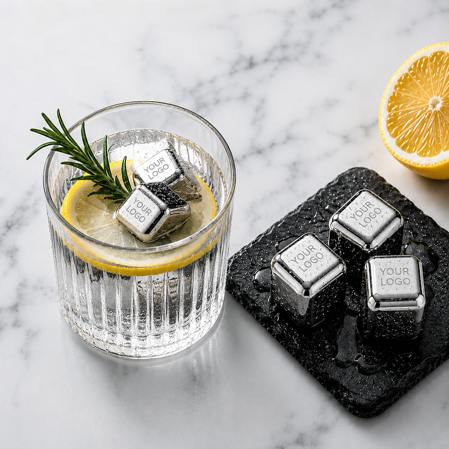 Silver Stainless Steel Ice Cubes - Custom Flying Discs