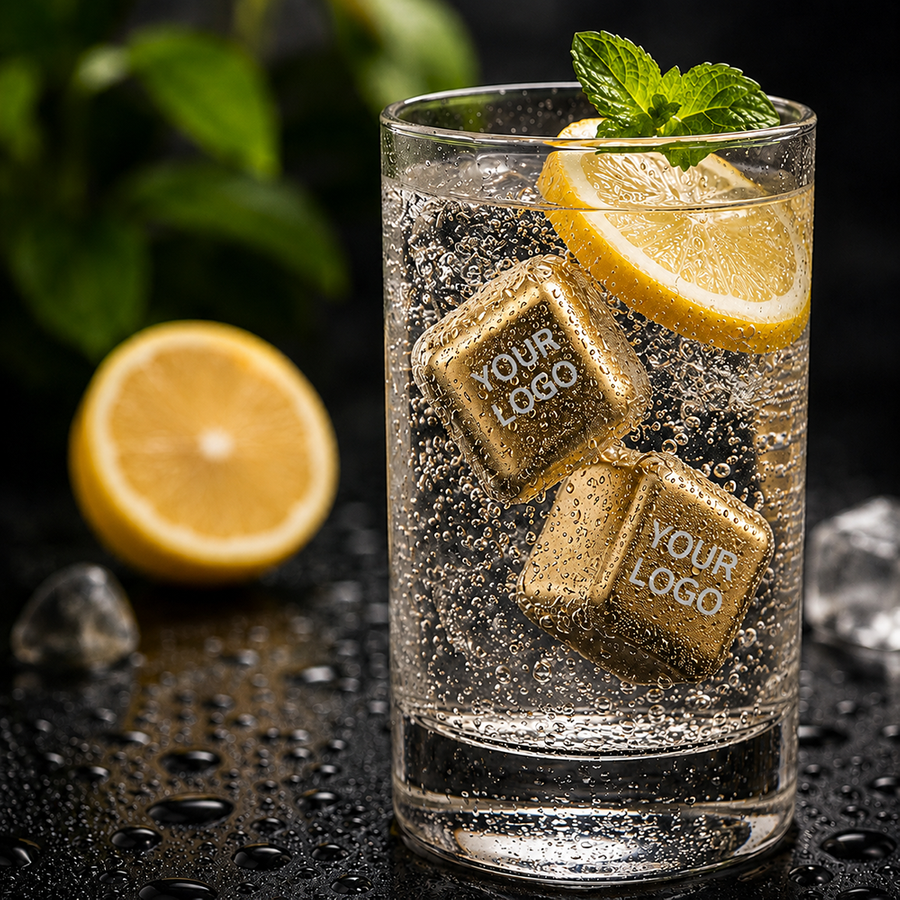 Gold Stainless Steel Ice Cubes - Custom Flying Discs