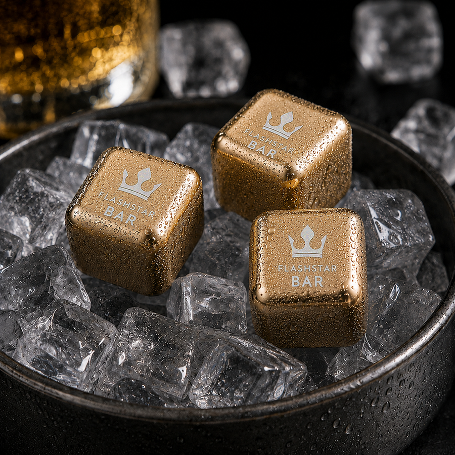 Gold Stainless Steel Ice Cubes - Custom Flying Discs