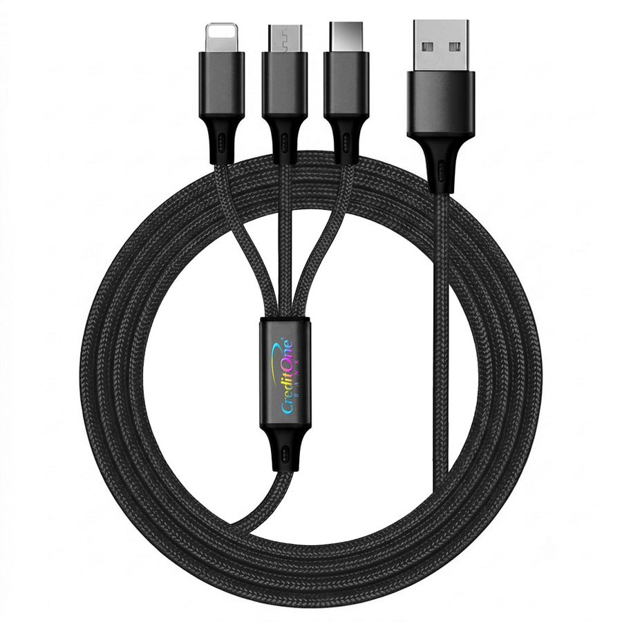 Nylon Braided 3-in-1 Charging Cables - Custom Flying Discs
