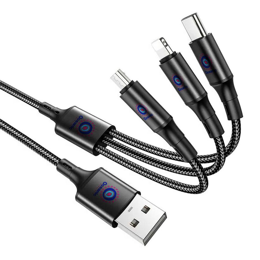 Nylon Braided 3-in-1 Charging Cables - Custom Flying Discs